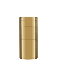 a gold tin can on a white background